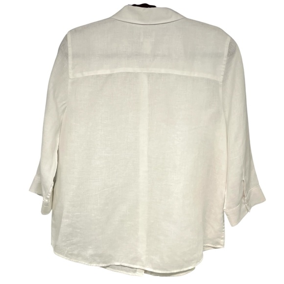 Chico’s No Iron Linen Optic White 3/4 Sleeve Button Front Shirt Women’s Medium - Picture 7 of 10
